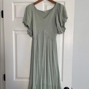 Sage green dress with flutter sleeves